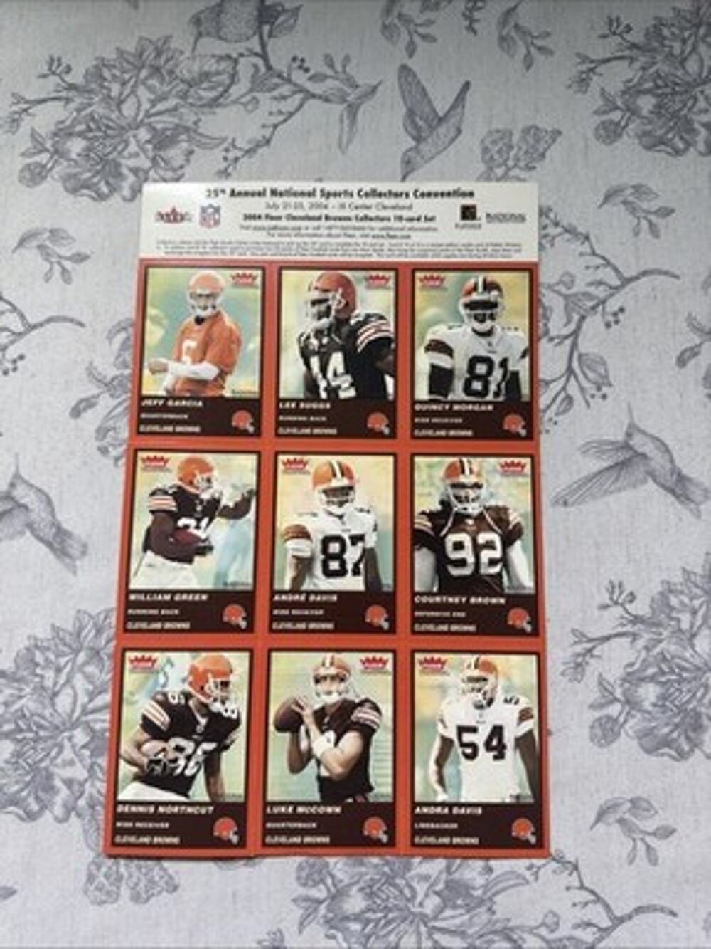 2004 Cleveland Browns Uncut Card Sheet 25th National Sport Collectors Convention